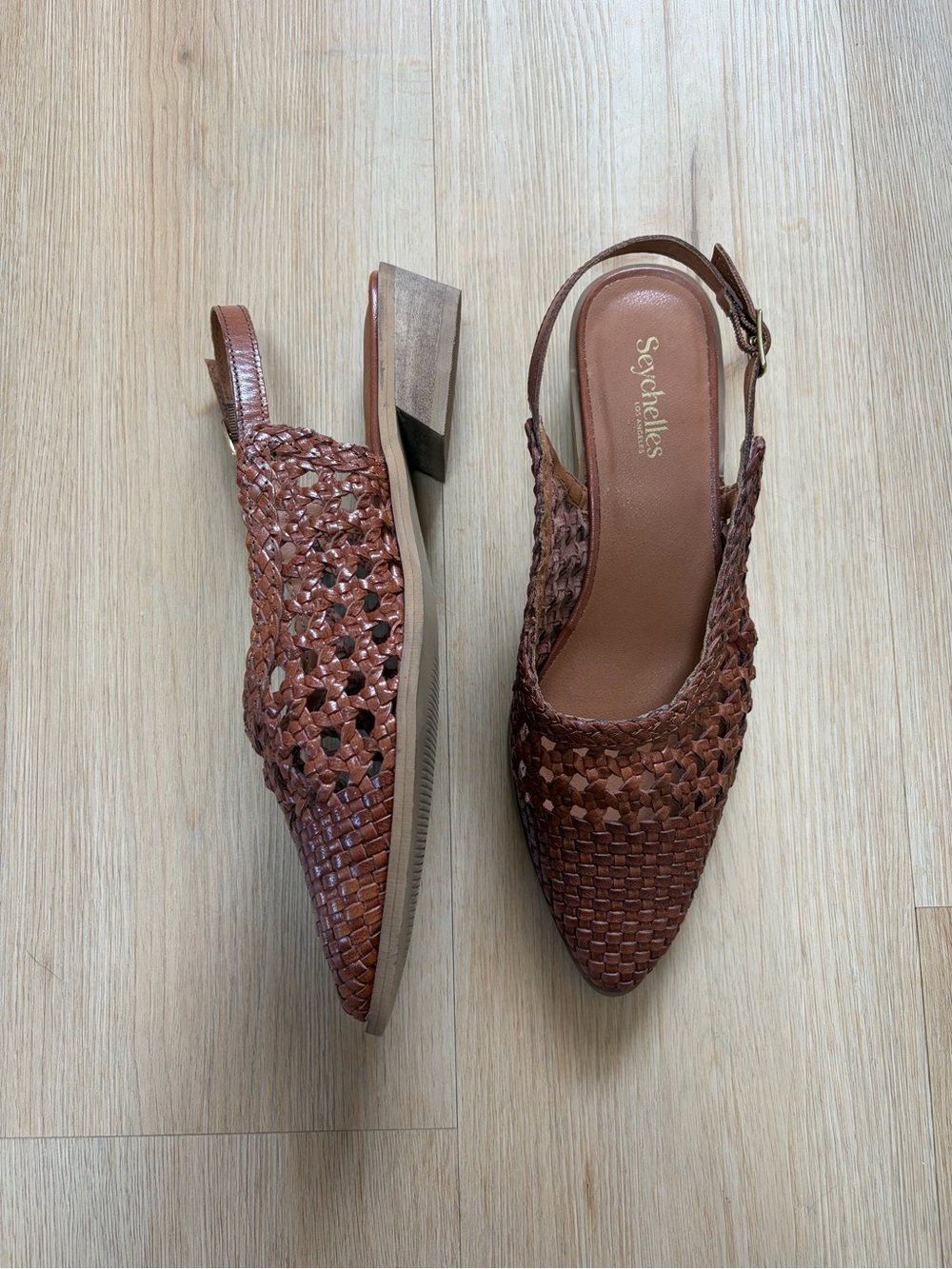 Seychelles Brown Woven Roxanne Slingback Flats